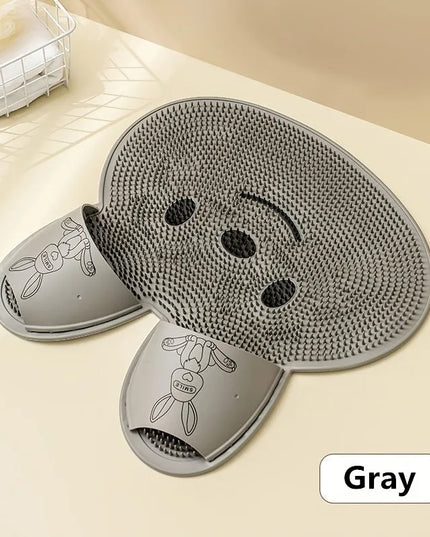Rabbit Bathroom Shower Anti Slip Mat, Circular Massage Foot Mat, Back Suction Cup,Foot Scrubber, Back Scrubber, Anti Fall Device