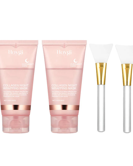 2pcs Collagen Overnight Facial Mask Deep Pore Cleansing Peel off Oil Control Turmeric Night Face Mask for Skin Care