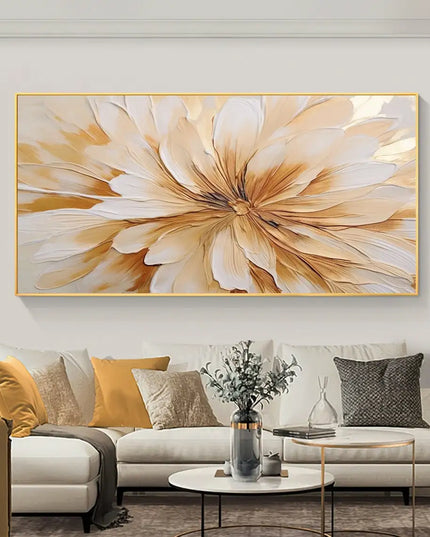 Abstract Flower Oil Painting on Canvas Large Wall Art Minimalist Floral Art Custom handmade Painting White Decor For Living Room