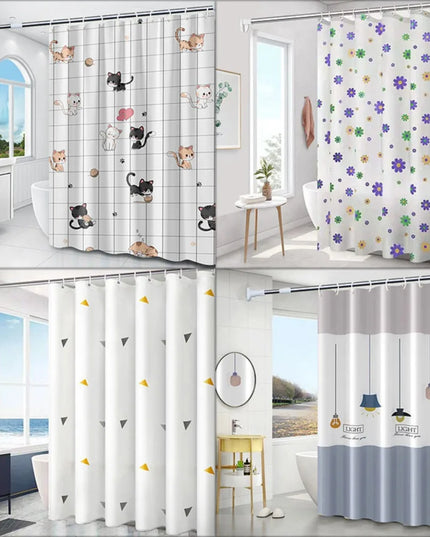 Mildew Proof Shower Curtain High Quality PEVA with 12 Hook Bathroom Curtain 180*150cm Thickened Printed Shower Curtain