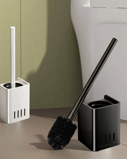 Toilet Brush Holder Set Space Aluminum Base Square Toilet Bowl Brush Long Handle for Bathroom Deep Cleaning Accessories