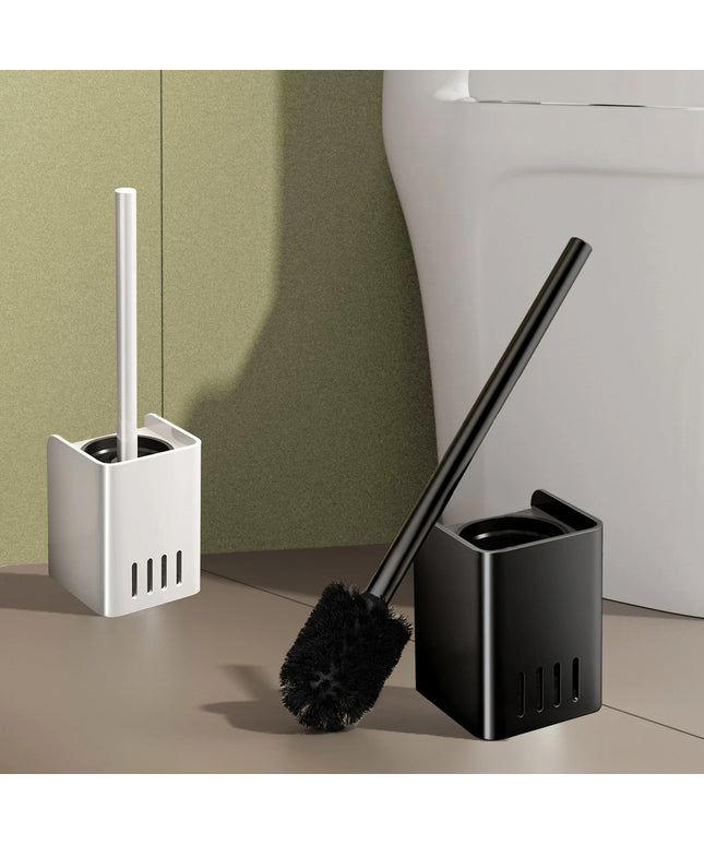 Toilet Brush Holder Set Space Aluminum Base Square Toilet Bowl Brush Long Handle for Bathroom Deep Cleaning Accessories