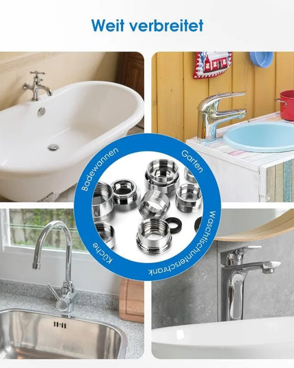 【16 Pcs Adapters + 32 Seals】Universal Faucet Adapter Set, Thread Converter for Kitchen Bathroom Sink Nozzle Accessories