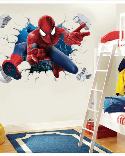 Spiderman Super Captain America Hulk Heroes Wall Stickers For Kids Room Home Bedroom PVC Decor Cartoon Movie Mural Art Decals