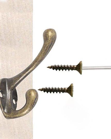 10/20Pcs Coat Hooks Wall Mounted Heavy Duty Dual Coat Rack Bronze Vintage Clothes Hanger With Screw for Door Coat Hooks Bathroom