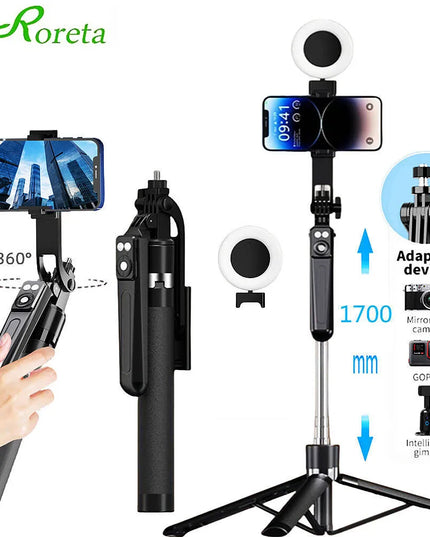 Roreta Portable Stabilizer camera tripod with wireless remote control and 360 ° rotation for video recording and live streaming