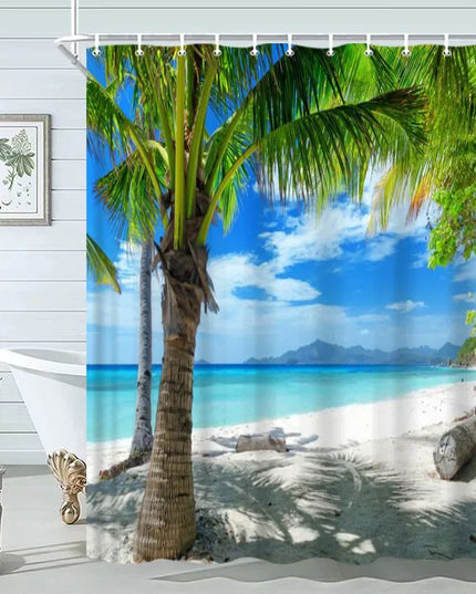 Seashell Shower Curtain Summer Beach Starfish On The Coastal For Bathroom Curtain Polyester Fabric Bathroom Accessories Set