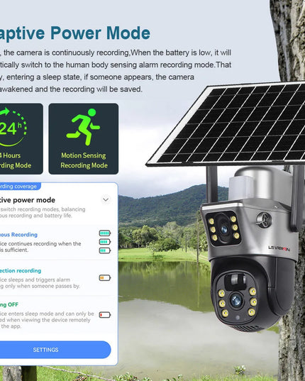 LS VISION 4K 8MP Wireless Solar Camera Dual Screen WiFi PTZ Camera Outdoor Built-in Battery Video Surveillance Camera V380PRO