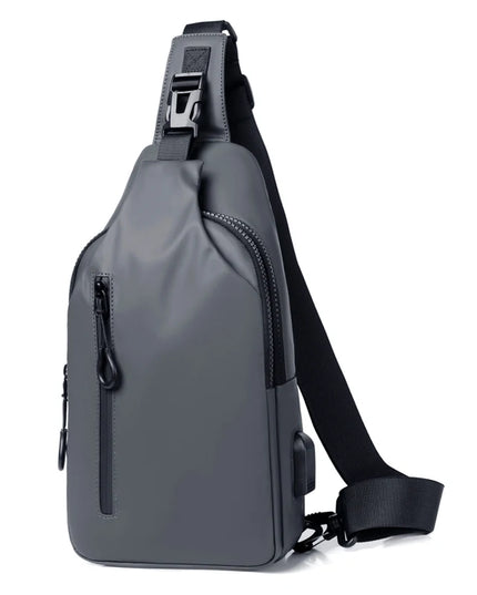 Multifunctional chest bag, men's cross bag with USB charging port and adjustable shoulder strap, suitable for daily commuting