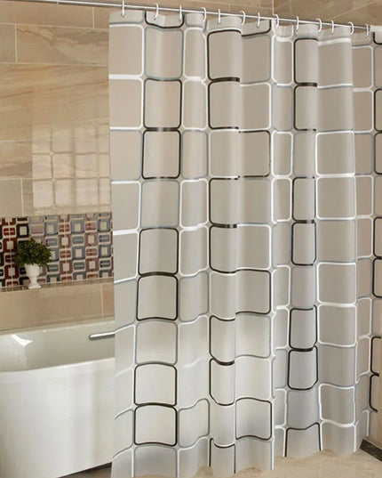 Bathroom Shower Curtains Waterproof Bath Curtain PEVA Modern Geometric Plaid Pattern Farmhouse Household Decoration Translucent