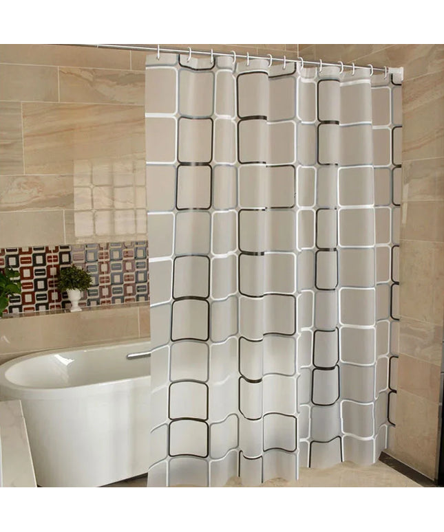 Bathroom Shower Curtains Waterproof Bath Curtain PEVA Modern Geometric Plaid Pattern Farmhouse Household Decoration Translucent