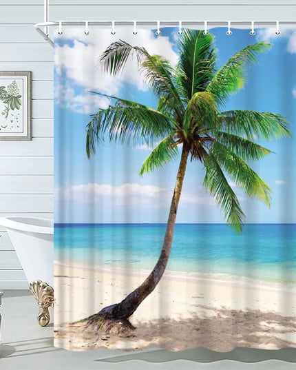 Seashell Shower Curtain Summer Beach Starfish On The Coastal For Bathroom Curtain Polyester Fabric Bathroom Accessories Set