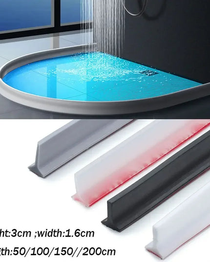 Silicone Water Stopper Self-Adhesive Bendable Flexible Water Retaining Strip Bathroom Door Dry Wet Separation Shower Dam Barrier
