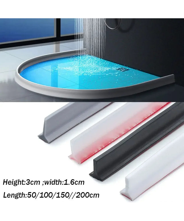 Silicone Water Stopper Self-Adhesive Bendable Flexible Water Retaining Strip Bathroom Door Dry Wet Separation Shower Dam Barrier