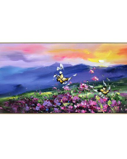 Flower Landscape Oil Painting on Canvas Abstract Green Nature Handmade Painting Living Room Home Decor Large Wall Art Custom Art