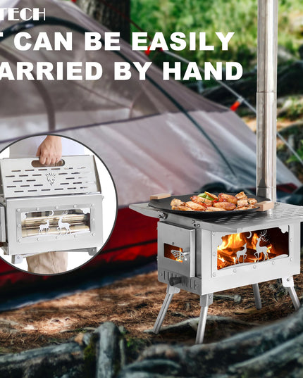 Pellet Burner 16L Storage Capacity Stainless Steel Firewood Stove Outdoor Camping Tent Heating Picnic Cooking