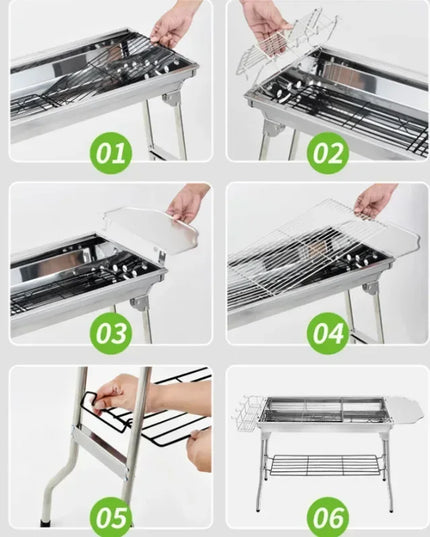 Stainless Steel Charcoal Grill Barbecue Tool Portable Free Installation Handle Folding  BBQ Cooking Grid  For  Park