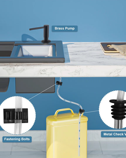 Samodra liquid Soap Dispenser With Extension Tube Kit Brass Pump Head For Kitchen Sink Bathroom accessories Black dispenser Soap