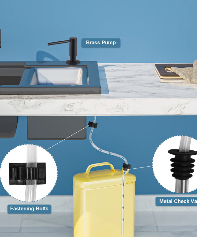 Samodra liquid Soap Dispenser With Extension Tube Kit Brass Pump Head For Kitchen Sink Bathroom accessories Black dispenser Soap