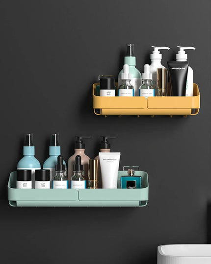 Bathroom  Kitchen Convenience Rack Shelf Makeup Storage Organizer Cosmetics Shampoo Rack Shower Shelf Wall Spice No Drilling