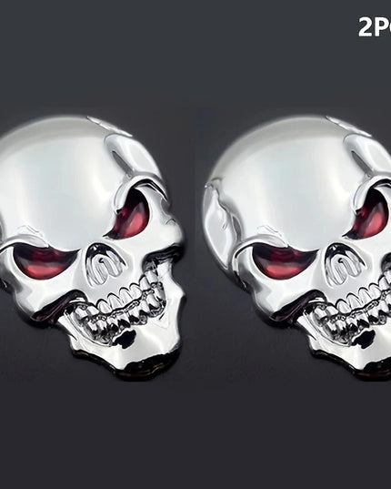 2pcs Skull Pirate Skeleton Buccaneer Head Skull 3D Metal Car Body Sticker Auto Rear Emblem Badge Decal