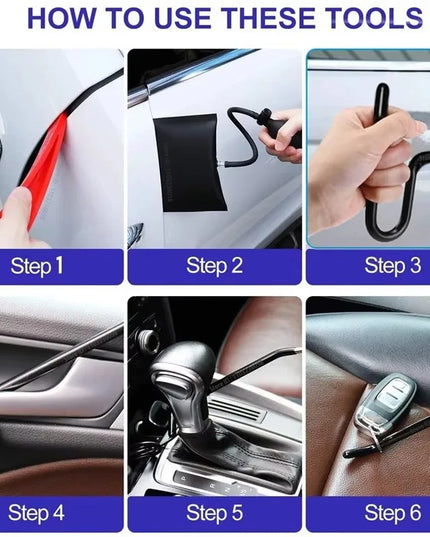 PWS Auto Tool Kit Door Open Grabber Lockout Lock Pick Set Long Range Reach Hooking Key Lost In Truck Air Wedge Bag Pump Car Tool