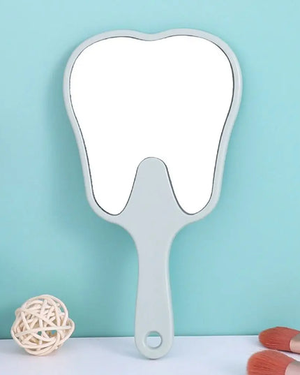 1PC Tooth Shaped Handheld Mirror Cute Makeup Mirror Durable High Definition Dental Mirrors Gifts