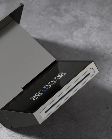 Luxury gun gray brass wall mounted bathroom faucet with LED digital display Single handle hot & cold water embedded bathroom Tap