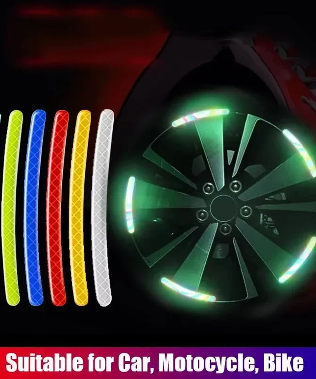 Car Wheel Hub Reflective Stripes Sticker Driving Safety Tire Decor Warning Sticker Warning Reflective Tape Car Accessories
