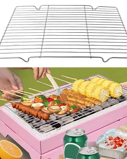 1PCS Stainless Steel Mat Net Grid Shape Rectangle Grill Grilling Mesh Net BBQ Tools Square Barbecue Net Barbecue Stove Parts