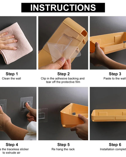 Bathroom  Kitchen Convenience Rack Shelf Makeup Storage Organizer Cosmetics Shampoo Rack Shower Shelf Wall Spice No Drilling