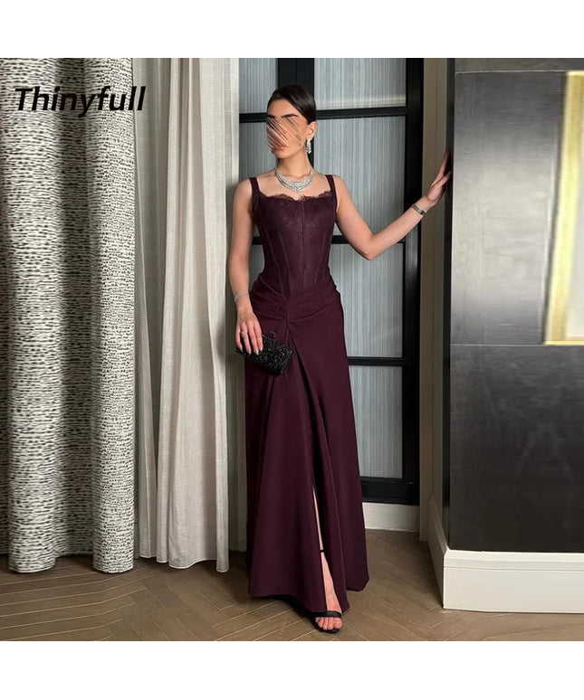 Thinyfull Arabic Mermaid Satin Prom Dress Sleeveless Evening Dresses 2025 Long Formal Event Gown Robe De Soirée Customized