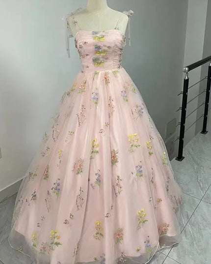 Luxury Floral Embroidery Long Prom Evening Wedding Shooting Dresses Women 2025 Summer Party Formal Occasions Reception Dress