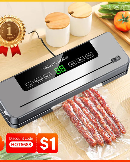 Electric Vacuum Sealer Food Storage Seal Touch Button Dry/Wet Built-in Cutter Kitchen Food Sealing Vacuum packaging machine
