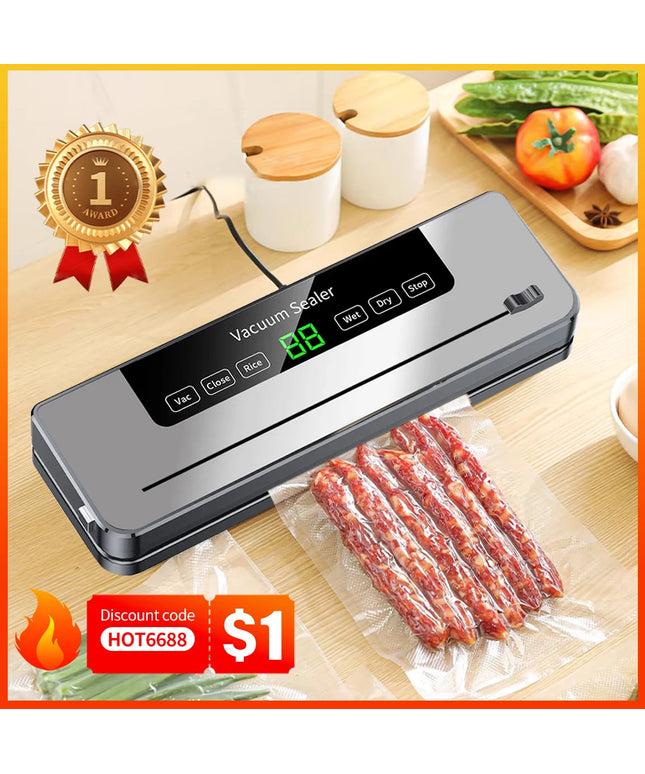 Electric Vacuum Sealer Food Storage Seal Touch Button Dry/Wet Built-in Cutter Kitchen Food Sealing Vacuum packaging machine