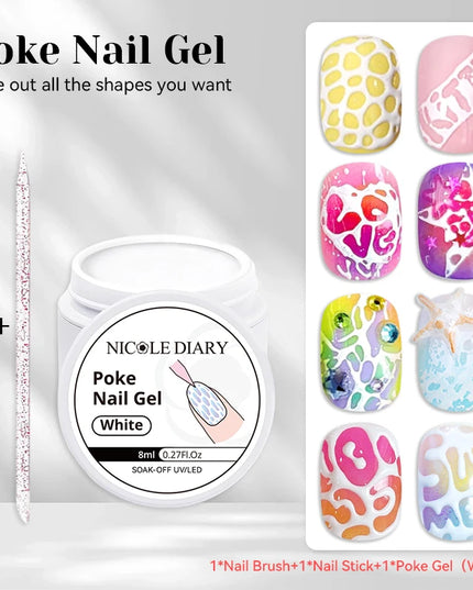 NICOLE DIARY White Non Stick Hand Extension Gel Nail Polish For 3D Shaping Carving Flower DIY Nail Art Extension Acrylic