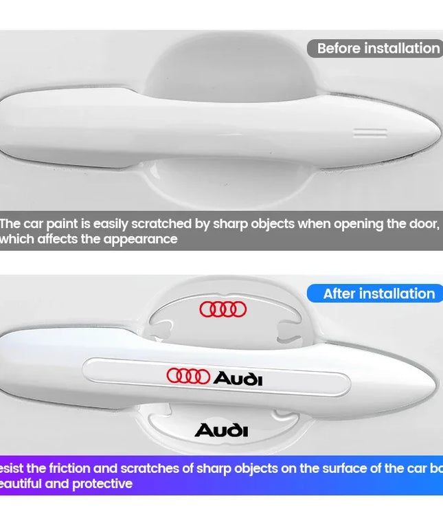 Car Transparent Door Handle Protection Exterior Styling Door Bowl Stickers For Audi A1 A2 A3 A4 A5 A6 A7 A8 Q1 Q2 Q3 Q4 Q5 Q6 Q7