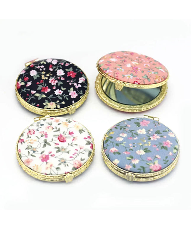 Pocket Floral Mirror Mini Makeup Compact Portable Two-side Folding Make Up Mirror Women Vintage Cosmetic Make Up For Gift