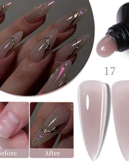 LILYCUTE 15ML Quick Extension Gel Nail Polish Nude Milk White Color Finger Prolong Acrylic Crystal Construction Hard Gel Varnish