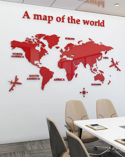 World Map Wall  3D Acrylic Wall Stickers Three-dimensional Mirror Stickers Bedroom Office Background Wall Decoration Stickers