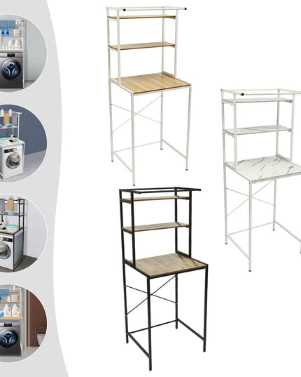 Washer and Dryer Storage Shelf, 3-Tier Bathroom Organizer Rack Space-Saving, Standing Storage Rack