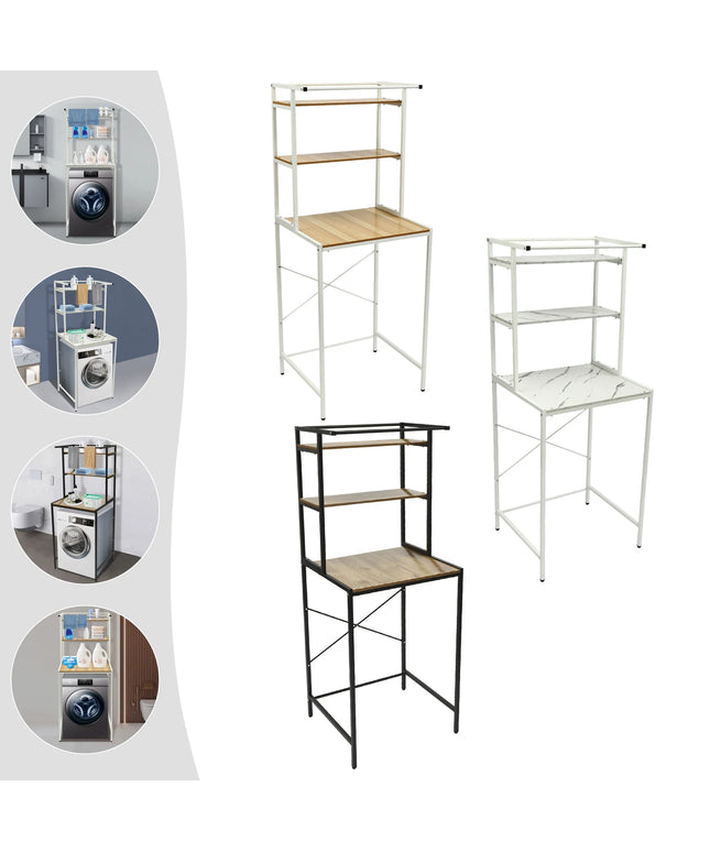 Washer and Dryer Storage Shelf, 3-Tier Bathroom Organizer Rack Space-Saving, Standing Storage Rack