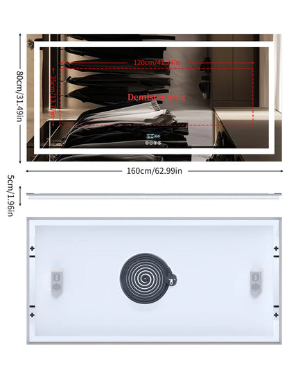 LUVODI Large Illuminated Bluetooth Bathroom Mirror Rectangle Anti-fog LED Bathroom Vanity Mirror with Bluetooth Speaker 3 Color