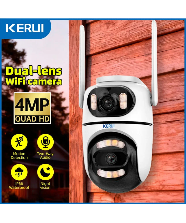 KERUI Icsee Outdoor Wireless 4MP WiFi IP Camera Dual Lens Dual Screen Home Security CCTV Video Surveillance Human Detect