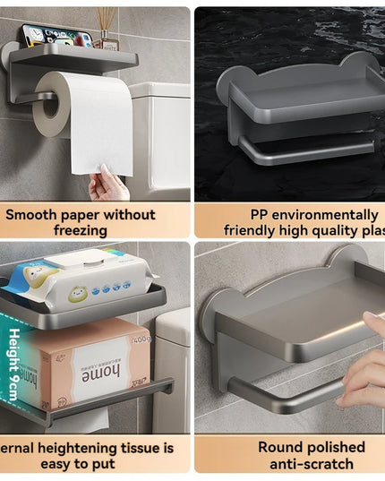 1pc Toilet gun gray paper towel rack bathroom paper towel box project storage rack hole free wall mounted Hotel paper roll rack