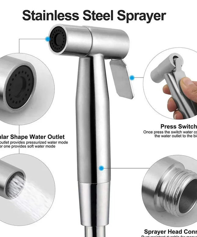 Handheld Toilet Bidet Sprayer Set Stainless Steel Hand Bidet faucet Sprayer Guns Bathroom Hand Sprayer Shower Head Self Cleaning