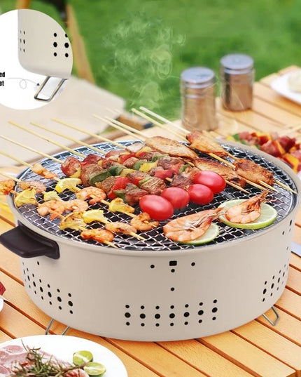 Portable Barbecue Grill Korean Charcoal Stove Stainless Steel Split BBQ Stove Round Non-stick Barbecue Rack For Outdoor Camping