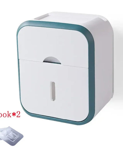 Wall Mount Toilet Paper Holder Waterproof Tissue Storage Box Multi Function Bathroom Organizer with Lid Rustproof