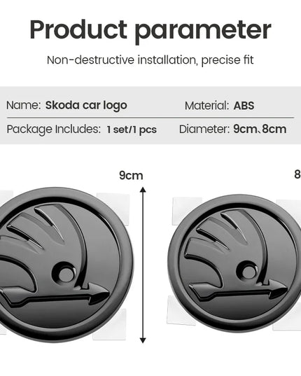 80mm 90mm ABS Emblem For Skoda Fabia 1 2 Octavia a7 RS Superb Rapid Yeti Karoq Vision Car Head Front Rear Boot Tailgate Sticker