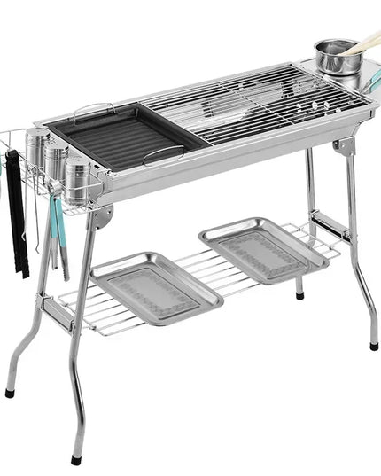 Stainless Steel Charcoal Grill Barbecue Tool Portable Free Installation Handle Folding  BBQ Cooking Grid  For  Park